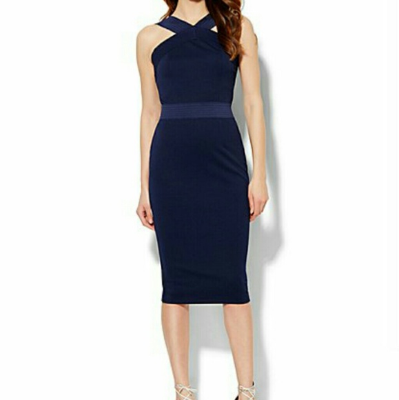 New York & Company Dresses & Skirts - Ny &co navy blue bandage dress like new size XL